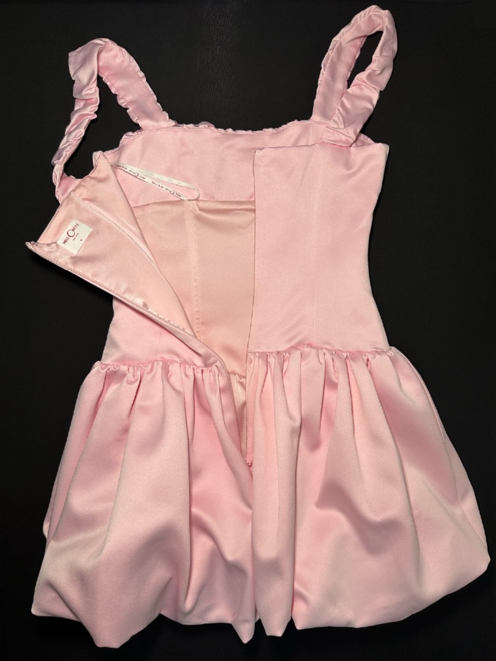 Miss Circle Aubrey Pink Satin Bubble Hem Mini Dress - Picture 9 of 13